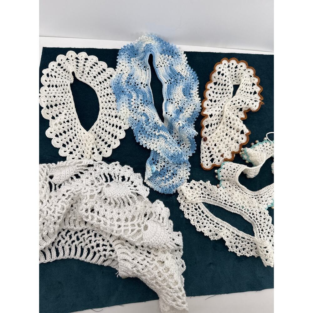 Hand Crocheted Lace Collars Lot Of 6 Detachable Victorian Cottagecore Vintage